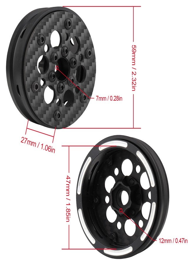 هوبي بارك عجلات HobbyPark المصنوعة من ألياف الكربون مقاس 1.9 بوصة مع نظام تثبيت الإطارات (Beadlock) لسيارات الزحف TRX4 SCX10 بمقياس 1/10 (النمط أ) - Image 2